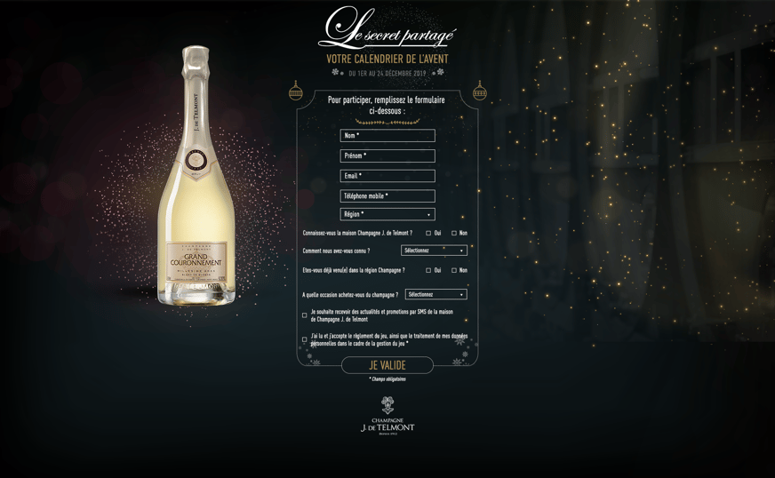 Champagne De Telmont Formulaire du jeu de Noël