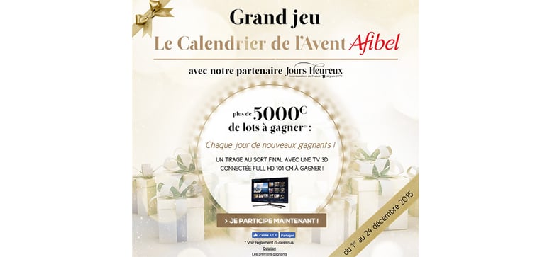 Jeu concours calendrier de l'avent réalisé par Afibel