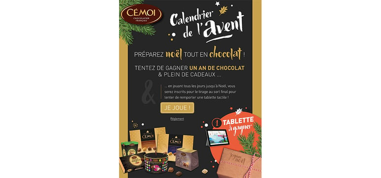 Jeu concours spécial calendrier de l'avent réalisé par Cémoi