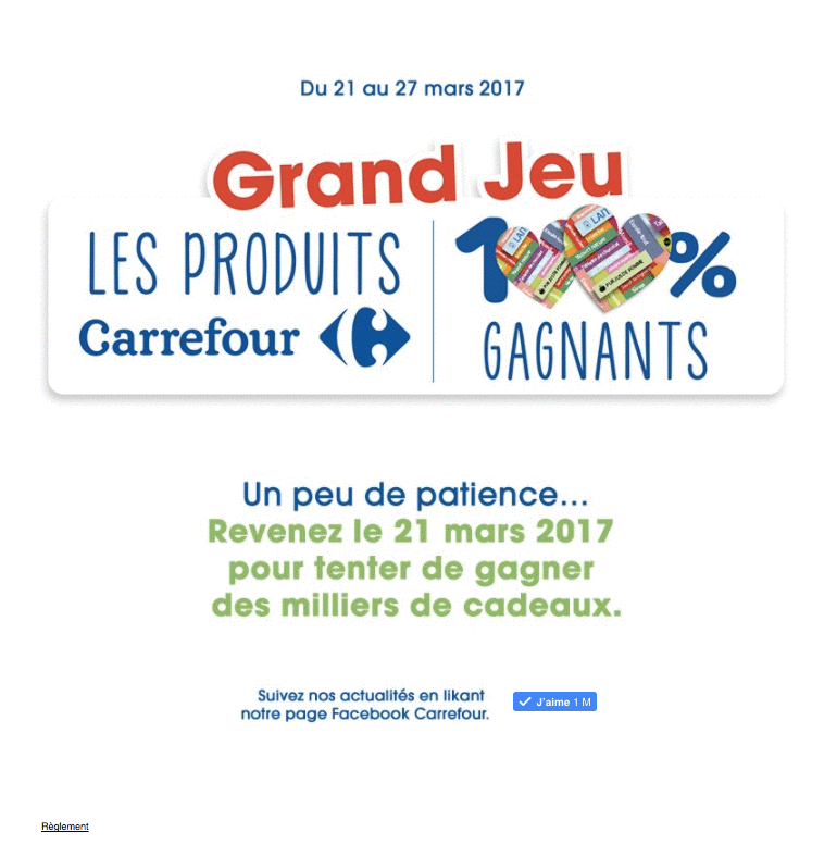 Grand jeu Les Produits 100% gagnants réalisé par Carrefour